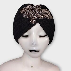 C.C. EXCLUSIVES 20s Style‎ Black Knit Turban Jeweled Embellished Headband Womens